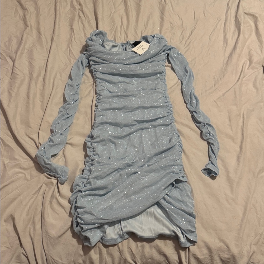 Windsor Sparkling Blue Ruched Dress